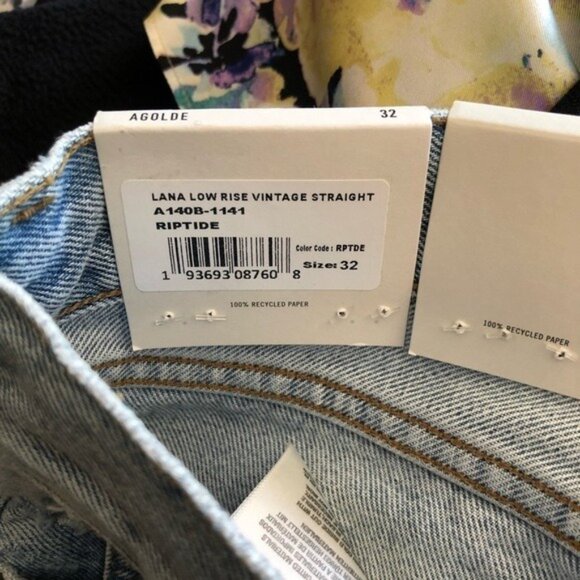 AGOLDE “Lana” Low-Rise Vintage Straight Jeans – Women’s Size 32 – Classic Indigo - Picture 6 of 12